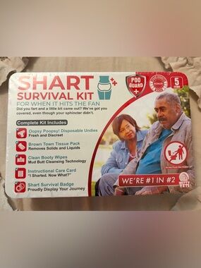 Shart Survival Kit NWT Emergency Clean-Up Pack in White and Red Gag Gift